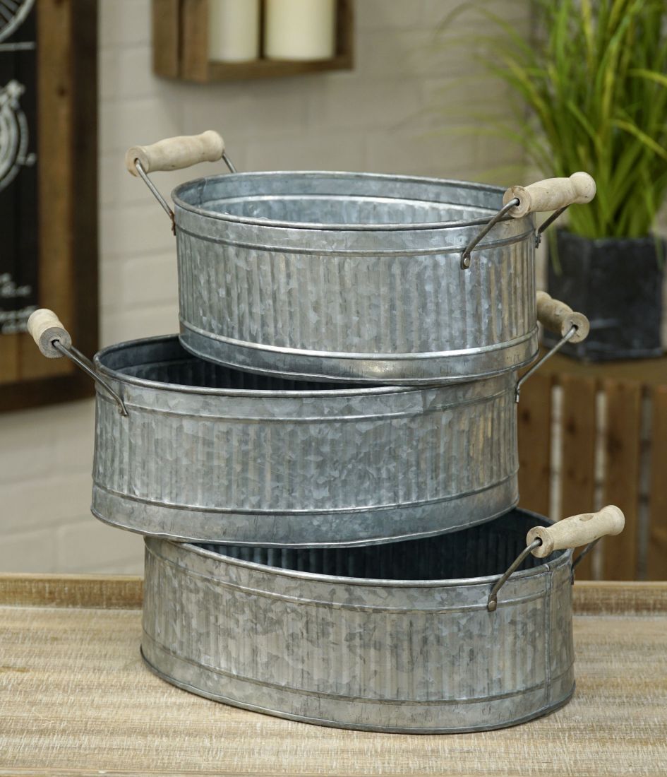 Oval Galvanized Containers Marshall Home And Garden   I310 Lg 