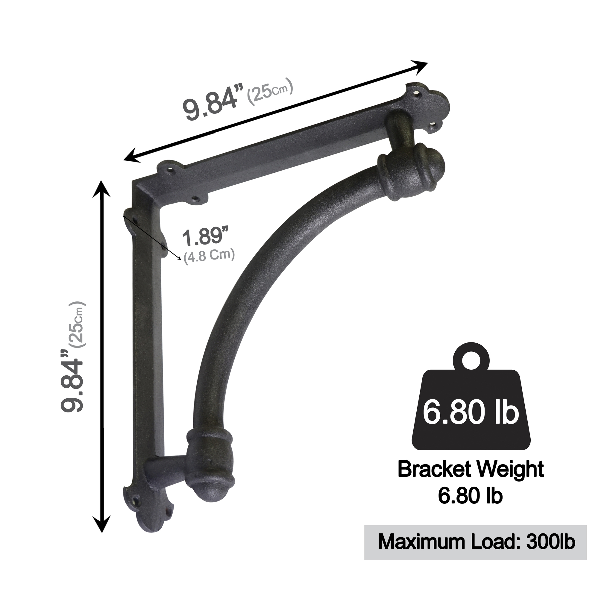 "Halfround bracket, Black" shelf brackets North American Country Home