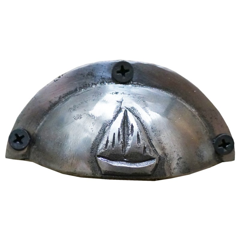 Sailboat Drawer Pull Polished Iron 3 5x0 9inch Nautical