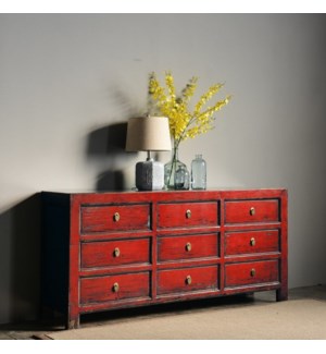 Macedonia 9 Drw Side Table Red