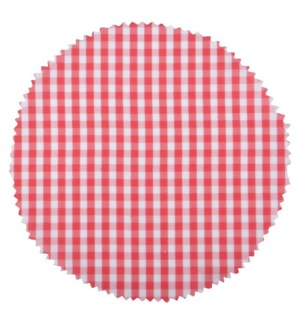 Red/white checked jar covers.