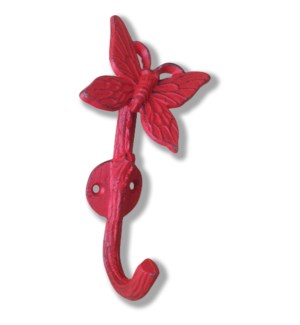 "Butterfly Hook, Cast Iron, Red"