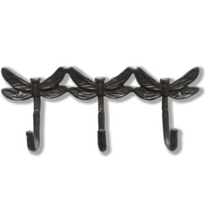 "Dragonfly Hook Rack, Cast Iron, Brown"