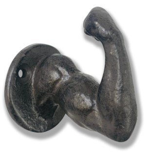 "Muscle Arm Hook, Cast Iron, Brown"