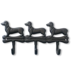 "Row of Dogs Hook Rack, Cast Iron, Brown"