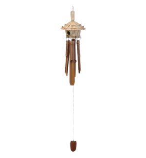 "Wind Chime Bamboo With Bird House, Height 17.8 in"