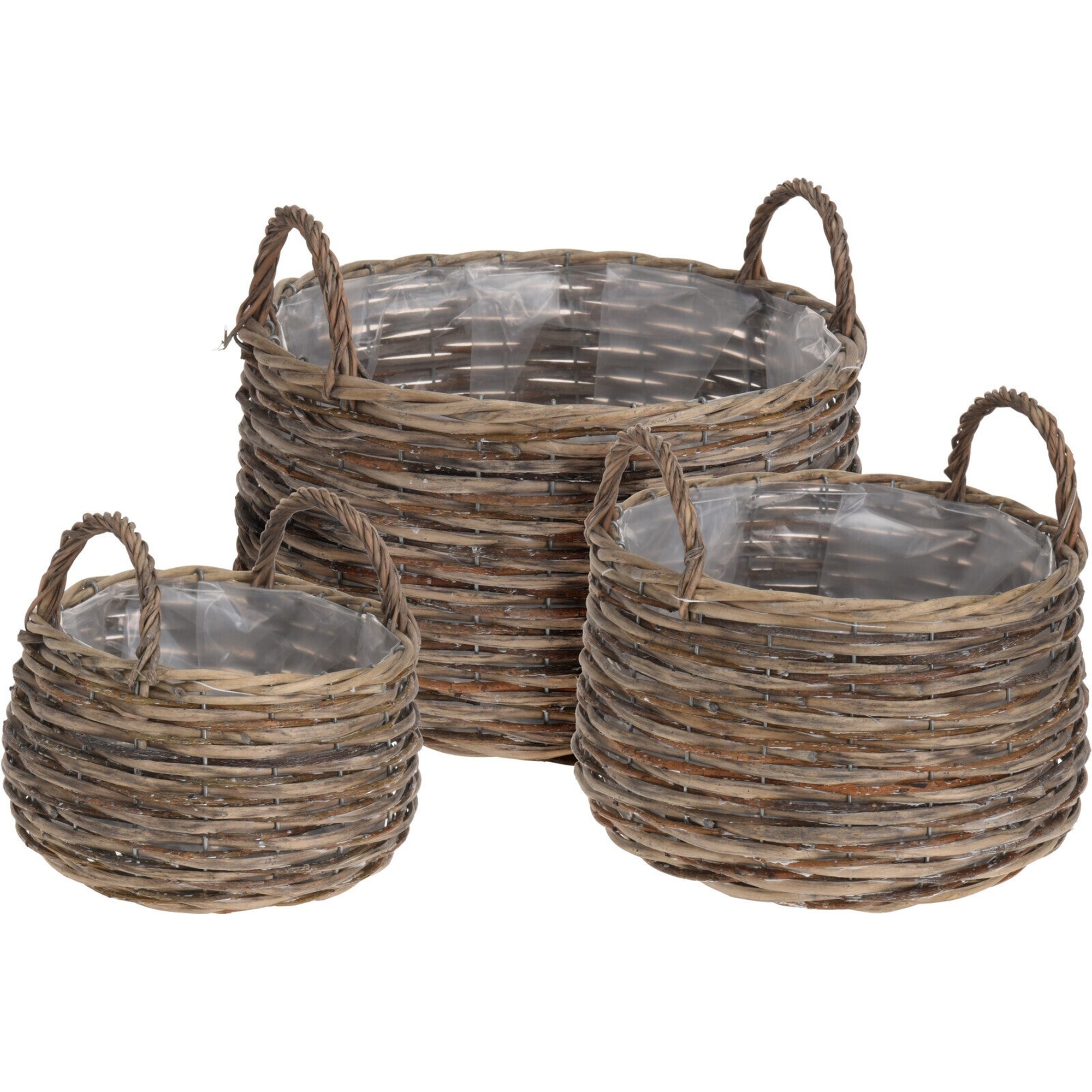 3PCS Natural Wicker Wire Storage Bins Baskets Organizing Farmhouse Shelves Decor