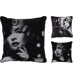 "Cushion, Poly, With Photo Print, Black/White, 2Ass. Designs"