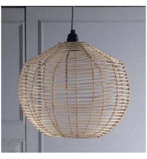 "Rattan Caned Ceiling Lamp, Hand Woven"