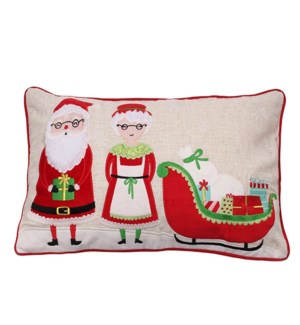 Mr and Mrs Clause Cushion Cover 12x20 Multi