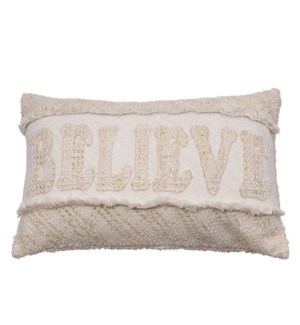 Believe Shimmer Tweed Cushion Cover 12x20 Cream
