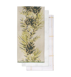 Shimmer Pine Cone Tea Towel Set Of 3 Green