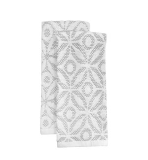 Tile Jaquard Terry Kitchen Towel Set of 2 Grey