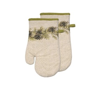 Shimmer Pine Cone Oven Mitt Set Of 2 Green