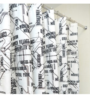 New York Subway Printed Shower Curtain White
