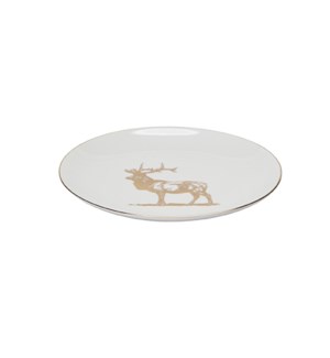 Toile Reindeer Dessert Plate Set Of 4 Gold