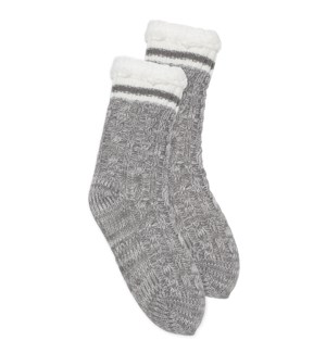 Cable Stripe Lounge Sock Grey