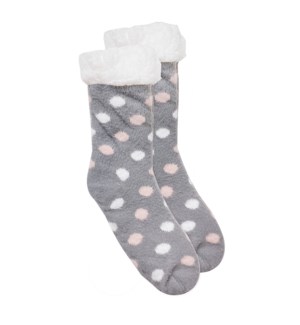 Polka Dot Lounge Sock Grey/Blush