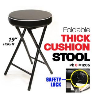 Folding Stool Thick Cushion -Black