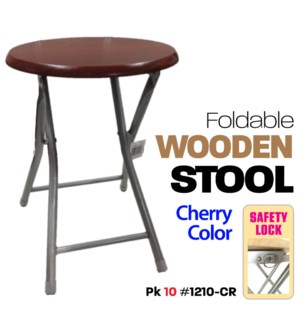 Folding Stool Wooden w/o Back-Cherry