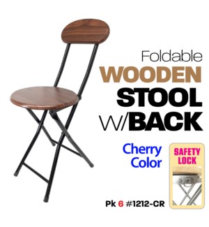 Folding Stool Wooden with Back-Cherry