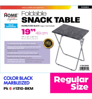 Table Snack 19"x15" Marbleized Black