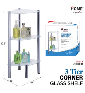 Glass Shelf Corner 3 Tier