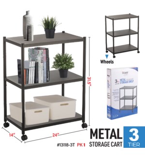 Metal Storage w Wheels 3-Tier