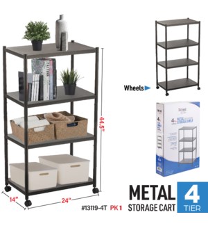 Metal Storage w Wheels 4-Tier