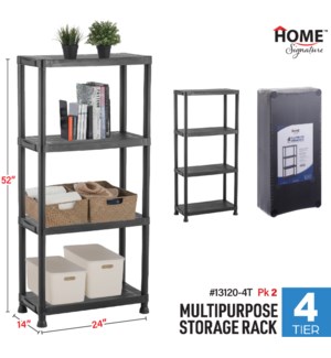 Plastic Storage Rack 4 Tier Black