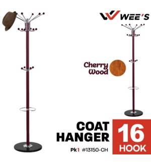 Coat Hanger 16-hook Cherry Wood