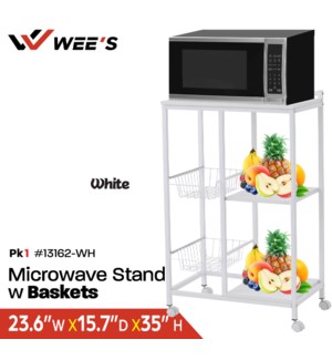 Microwave Stand w Baskets (White)