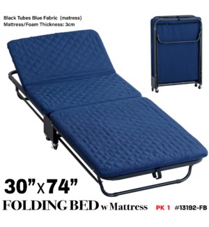 Folding Bed w Mattress & EZ Wheels (30x74")