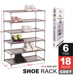 Shoe Rack 6 Tier Grey