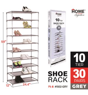 Shoe Rack 10 Tier Grey