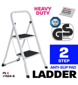 Ladder 2 Step Heavy Duty Black Nonslip