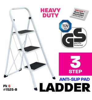 Ladder 3 Step Heavy Duty Black Nonslip