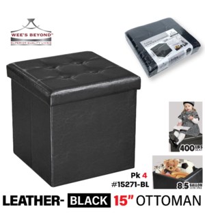 Storage Ottoman Collapsible 15" Black