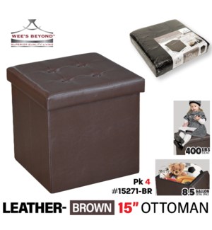 Storage Ottoman Collapsible 15" Brown