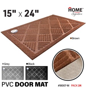 Door Mat PVC 15x23" Grey/Black/Brown