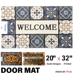 Door Mat Printed 19.5 x 31.5" Asstd #1