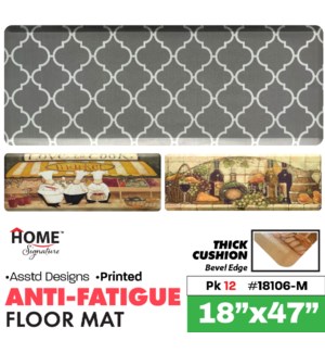 Mat Kitchen Anti-Fatigue Printed 18X47" Asstd Designs