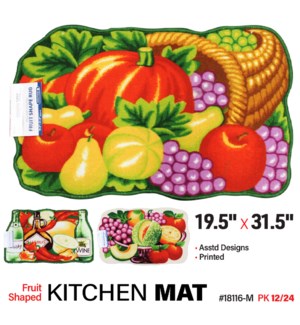 Mat Kitchen Fruit Shaped 19.5 x 31.5"