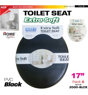 Toilet Seat Soft PVC 17" Black