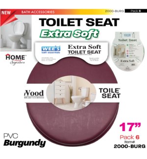 Toilet Seat Soft PVC 17" Burgundy