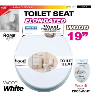 Toilet Seat Elongated 19" White