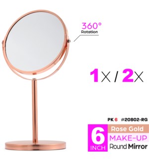 Mirror Vanity Magnifying 6" 2X/1X Rose Gold