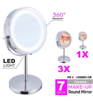 Mirror Vanity Magnifying w LED Lights 6.7" Chrome