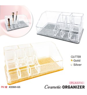 Plastic Cosmetic Organizer Small Glitter Gold/Silver