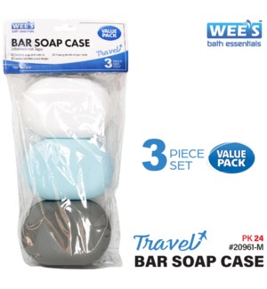 Soap Bar Holder 3Pc Asstd Colors